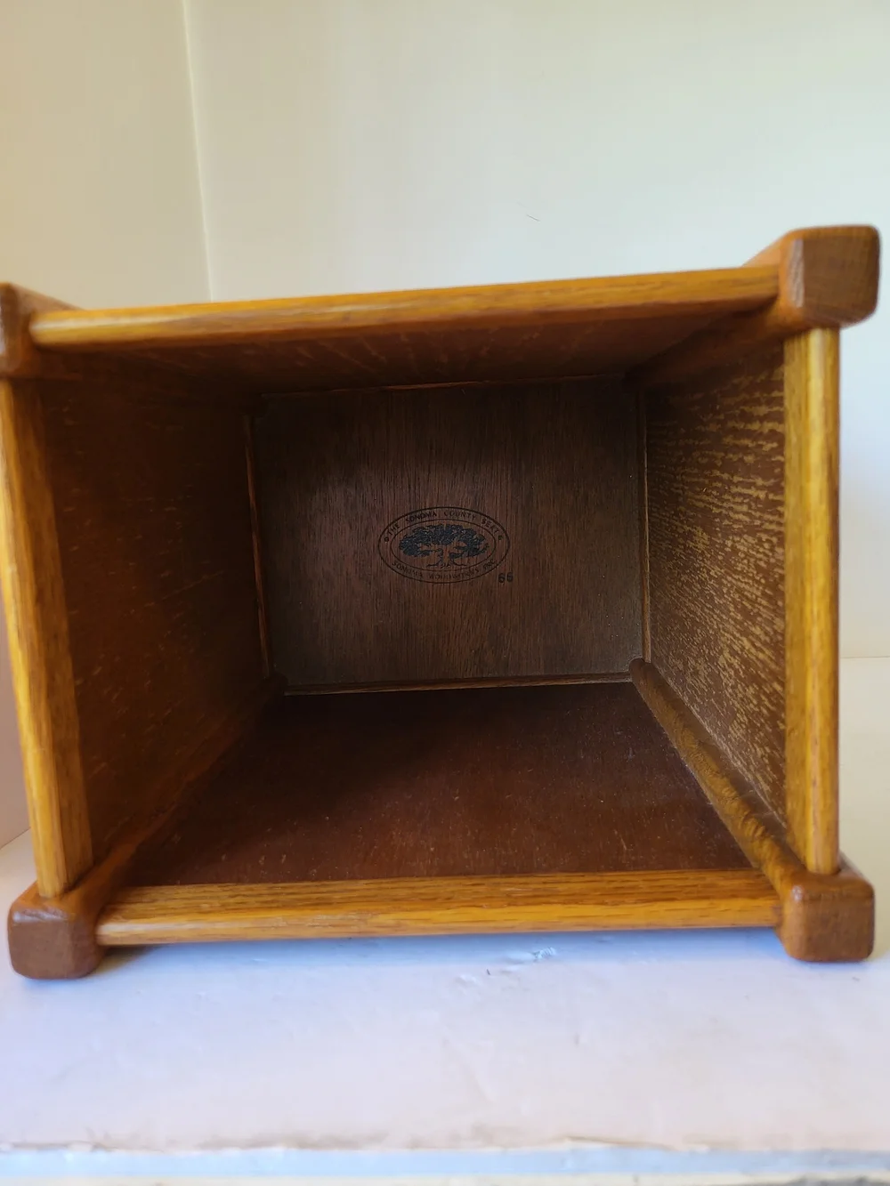 1960s Oak Sonoma Countu Woodworks Mission Wastebasket Trash Can